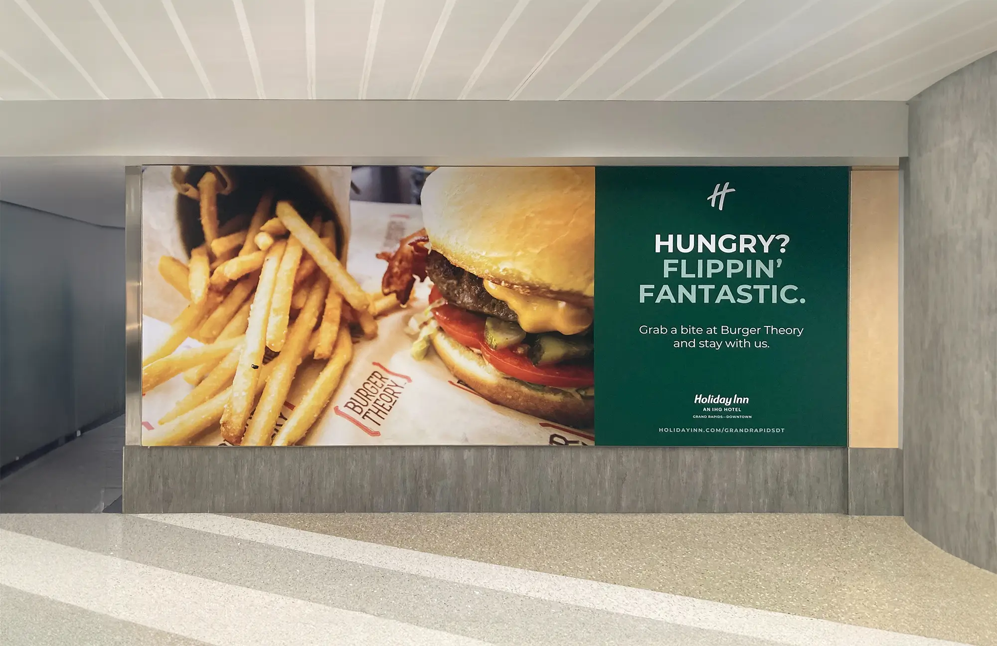 Holiday Inn Airport Ad for Burger Theory Restaurant