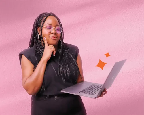 Olivia Johnson with laptop