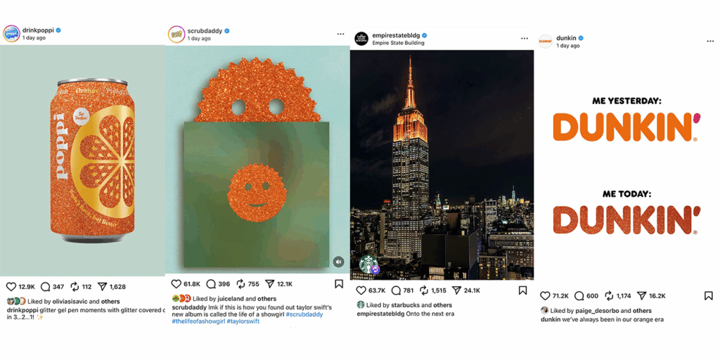 different brands doing life of a showgirl announcement posts