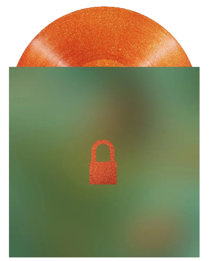 orange record peaking put a blurred green box with a orange lock on it